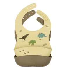 Sada 2 silikónových podbradníkov dinosaurus
