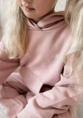 Dětská mikina s kapucí pudrově růžová
