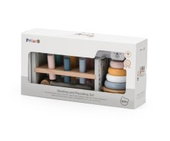 VIGA PolarB Dřevěná Montessori pyramida a zatloukačka