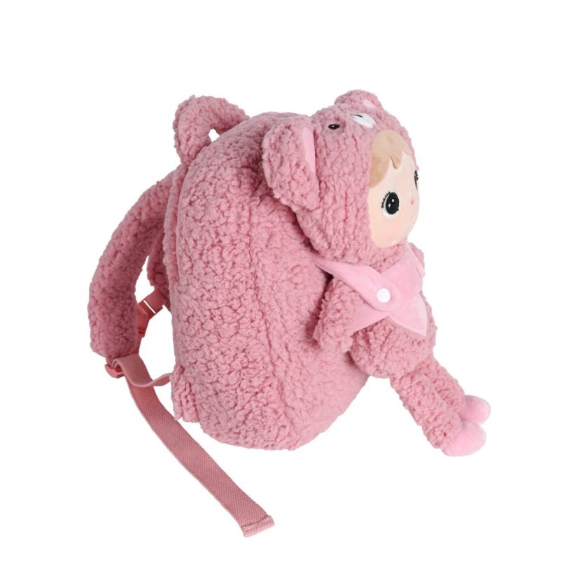 Batoh s odnímatelným plyšákem – růžový medvěd 27 cm