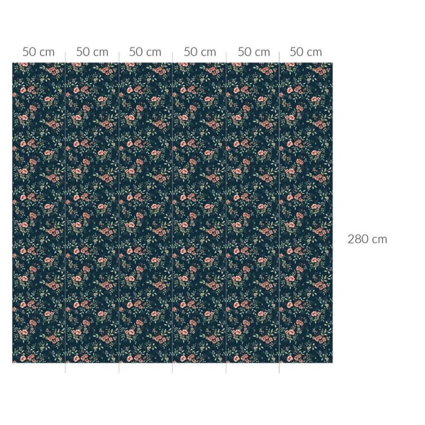 Tapeta francouzsky folk tmavě modrá 280x50 cm