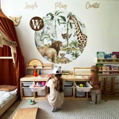 Samolepka do detskej izby Savanna svet v kruhu