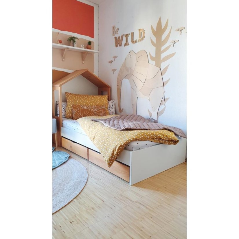 Drevená nástenná dekorácia Slon – safari v detskej izby