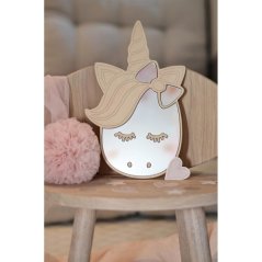 Zrkadlo Jednorožec do detskej izby – akrylové zrkadlo z dreva 30x19 cm