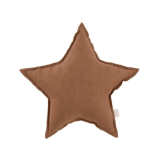 Mini lněný polštář hvězda čokoládová 36 cm
