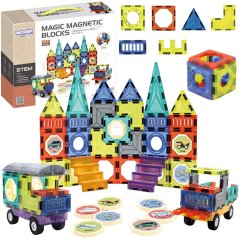 Magnetická stavebnica 71 ks | 3D zámky, autá a kreatívne stavby