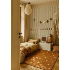 Tapeta s prúžkami nostalgia béžovo modrá vintage 280×50 cm