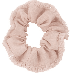 Lněná gumička boho pudrově růžová