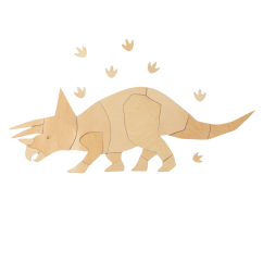 Drevená nástenná dekorácia Origami Triceratops – dinosaurus do detskej izby