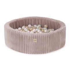 Suchý bazén okrúhly 90x30 cm – ružový Puffy Lamell + 200 perleťových guličiek