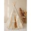 Boho stan teepee s volánikmi a výšivkou béžový