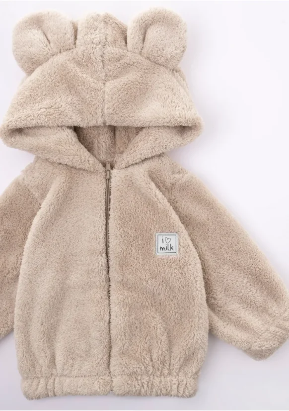 Béžová dětská mikina s ušima medvídka