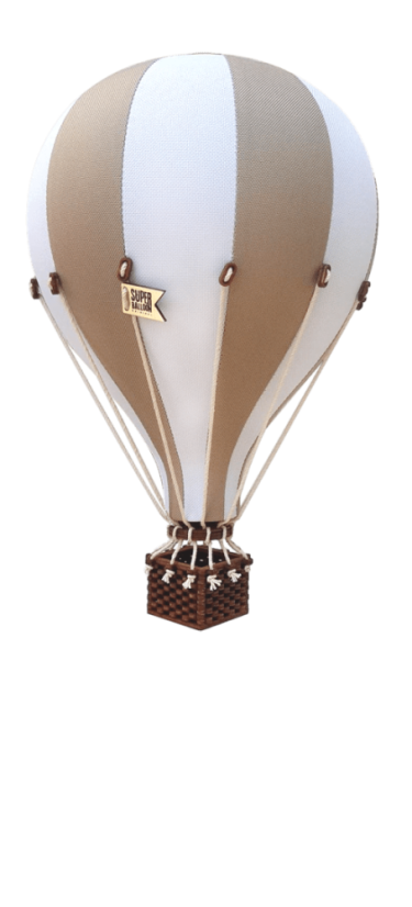 Dekoračný lietajúci balón béžová/biela – dekorácia do detskej izby - Veľkosť balóna: S-28cm x 16cm