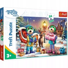 Puzzle 24 Maxi – Rodina Treflíkovcov: Zimný čas s Treflíkmi