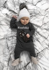 Detský overal s dlhým rukávom "instakid" čierna