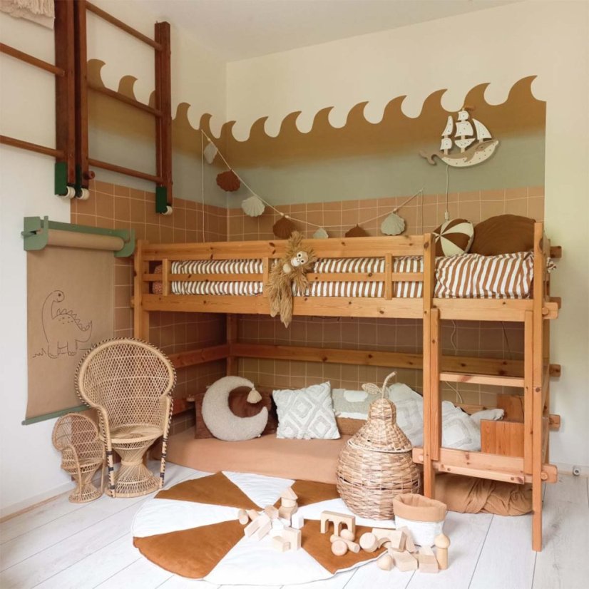 Tapeta nepravidelný kostkovaný vzor skořicová 280x50cm