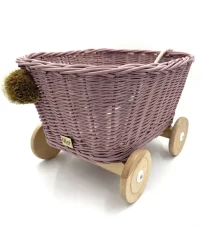 Proutěný vozík na tahání za šňůrku - fialová