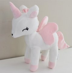Plyšový jednorožec L 32 cm – bílý kamarád se jménem a křídly
