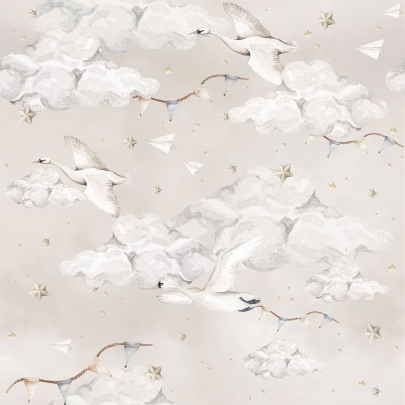Tapeta kúzelnej labute béžovej 280x100 cm
