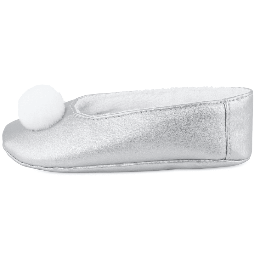 Pom-Pom papuče strieborné