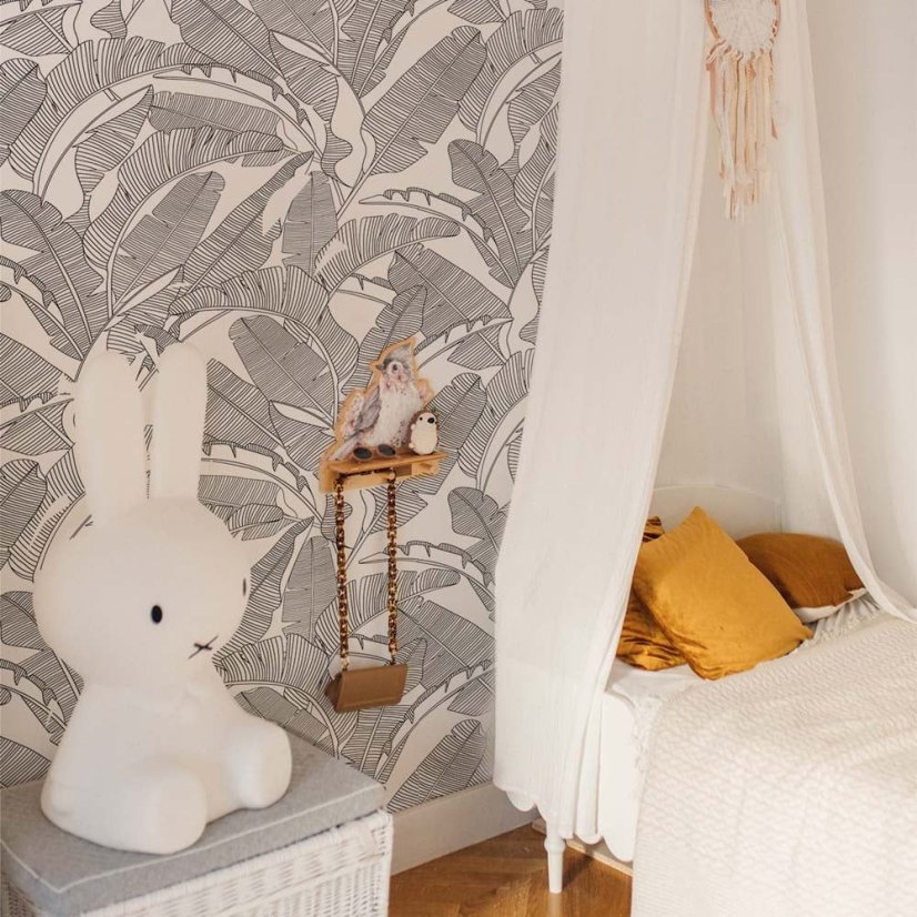 Tapeta velké palmové listy černo bílá 280×100cm