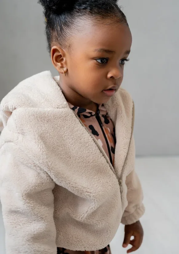 Béžová dětská mikina s ušima medvídka