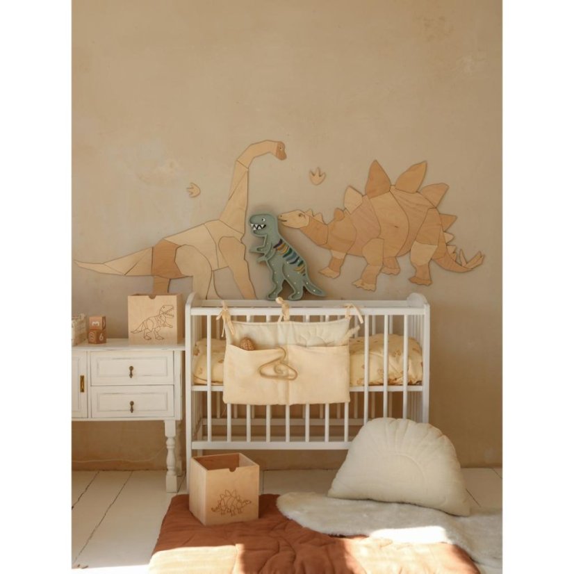 Drevená nástenná dekorácia Origami Stegosaurus – dinosaurus do detskej izby