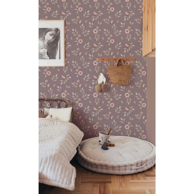 Tapeta Boho kvety fialová 280x50 cm
