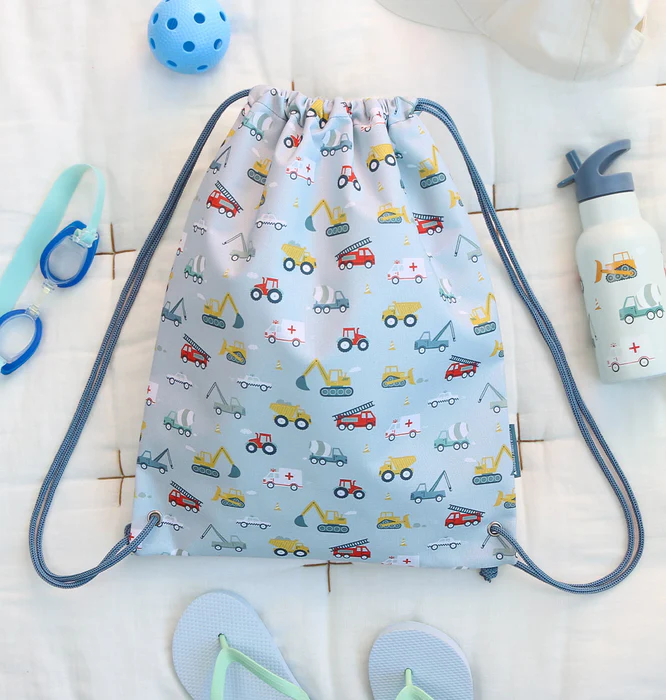 Taška se stahovací šňůrkou: Auta, světle modrá