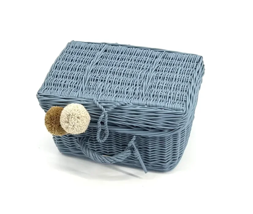 Prútený kufrík - modrá