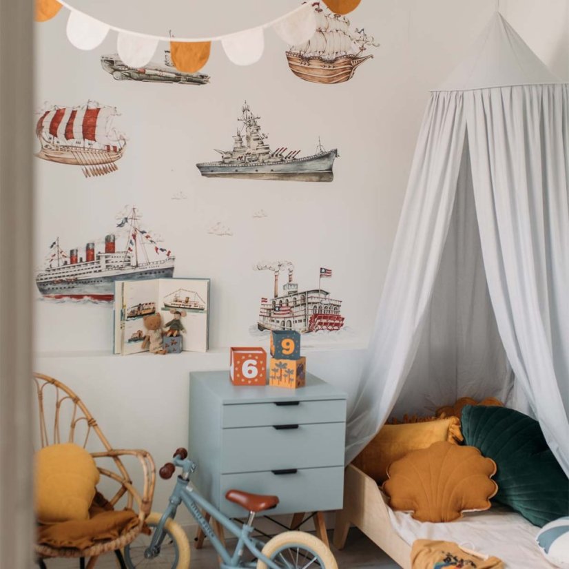 Samolepka do dětského pokoje historie lodí