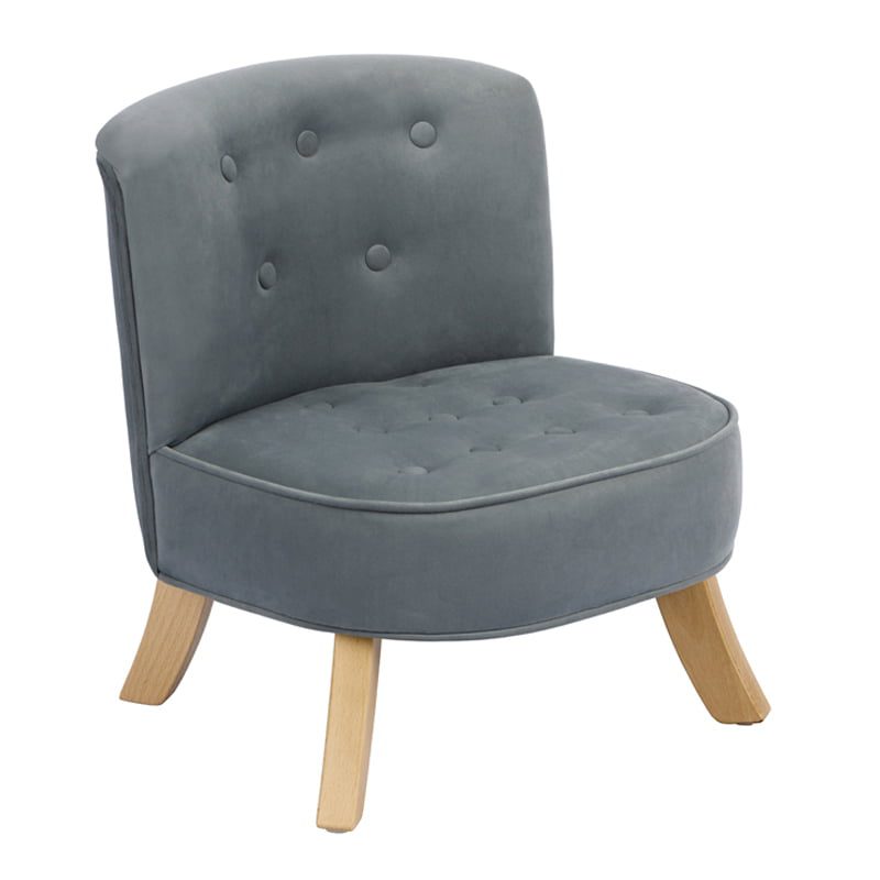 Dětské křeslo velvet šedé - Výška nožičiek: 17 cm a 25 cm, Farba nožičiek: Drevo