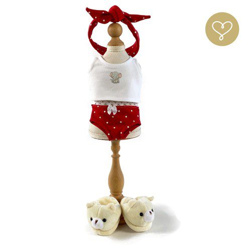 Pyžamo pro panenku červené tečky