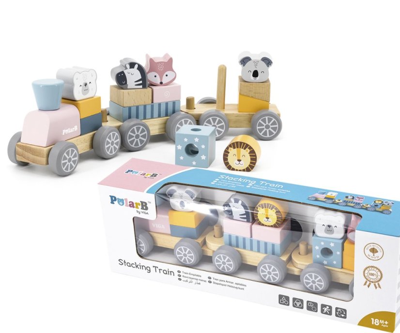 Vláčik PolarB – drevený vláčik s kockami