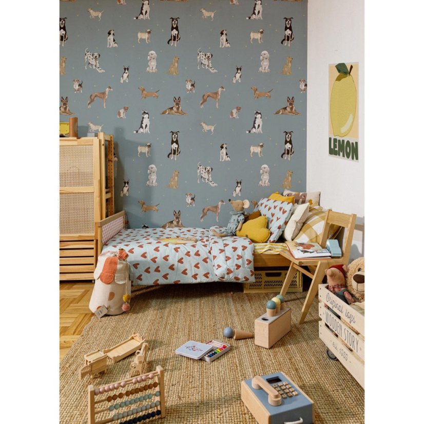 Tapeta psy modrá 280x100 cm
