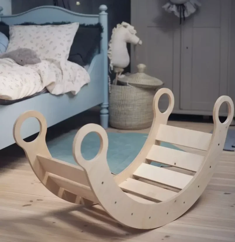Montessori drevená hojdačka prírodná M - Farba: Šedá