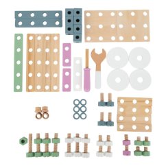 Stavebnica Nordic 67 dielov – prírodná drevená stavebnica v pastelových farbách