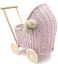 Prútený kočík pre bábiky ružová