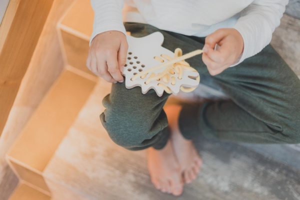 Montessori dřevěná proplétací hračka - ježek
