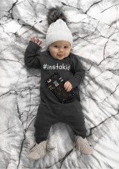 Detský overal s dlhým rukávom "instakid" čierna