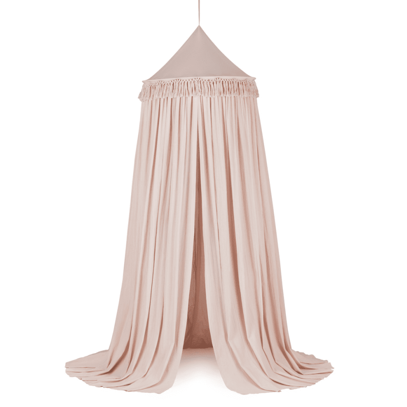 Nebesa nad dětskou postel Boho pudrově růžový maxi