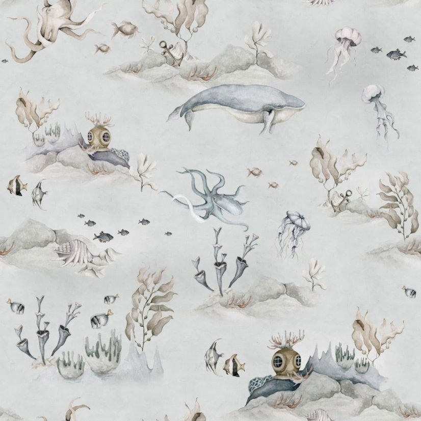 Tapeta podvodný svet šedá 280x100 cm