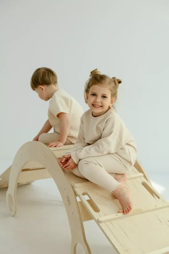 Lezecká súprava 3v1 stredná – hojdačka, šmykľavka a lezecká stena - Farba: Šedá