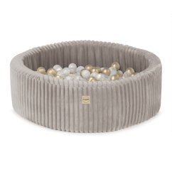 Suchý bazén kulatý 90x30 cm - béžový Puffy Lamell + 200 perleťových kuliček