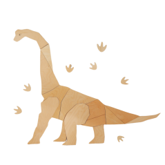 Drevená nástenná dekorácia Origami Diplodocus – dinosaurus do detskej izby