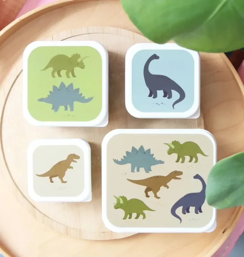 Sada 4 škatuliek na obed a desiatu dinosaurus