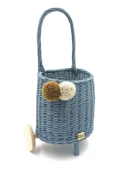 Prútený košík s rúčkou – detský modrý | Ručne vyrobený košík pre deti
