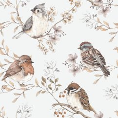 Tapeta vtáky bielo-šedá 280x50 cm