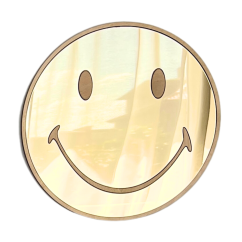 Zrkadlo Emoji do detskej izby – zlaté akrylové zrkadlo z dreva Ø40 cm
