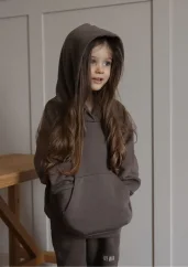 Detská mikina s kapucňou hnedá